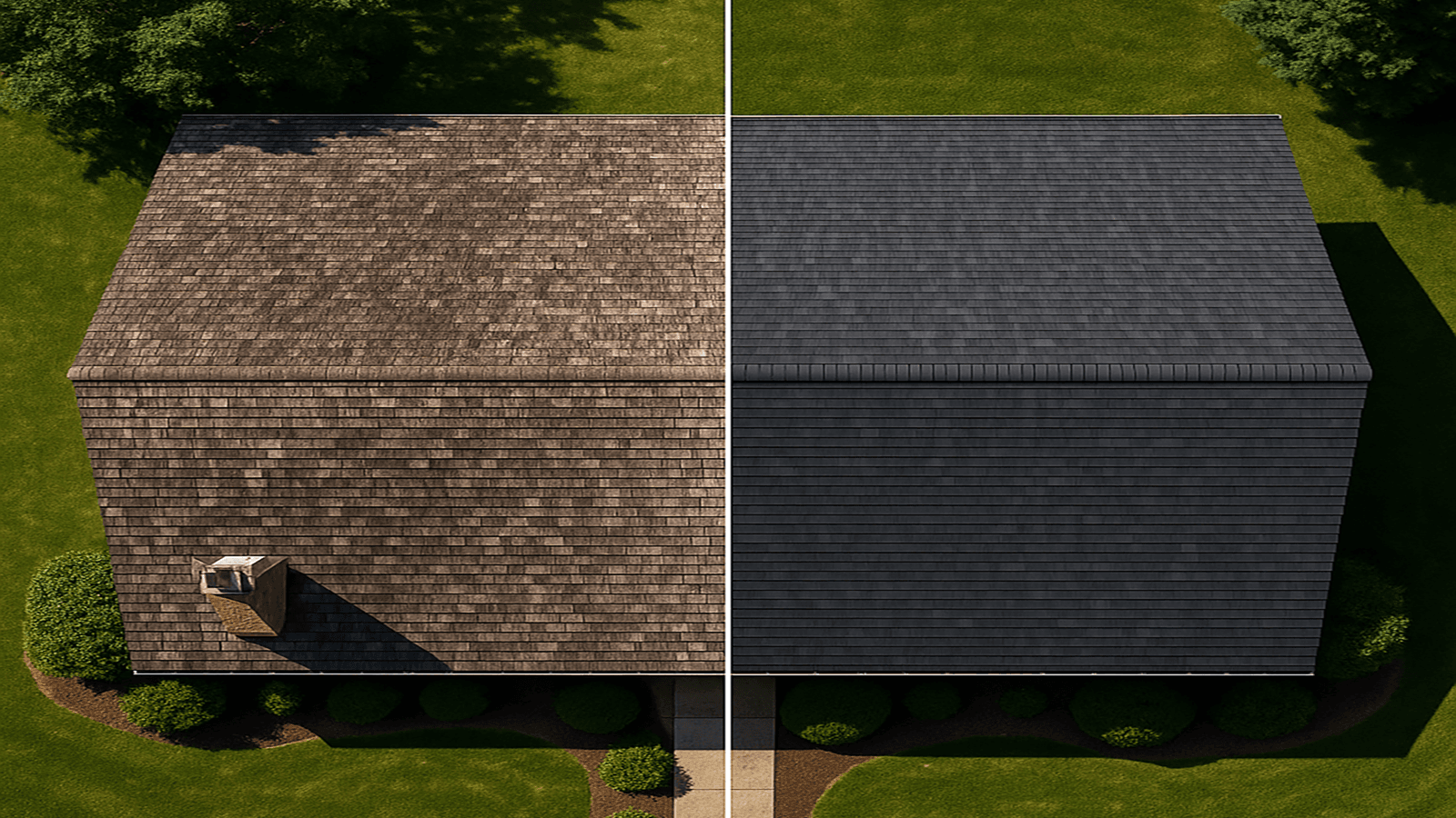 Aerial roof report preview with before-and-after photos